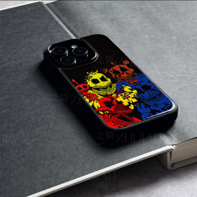 FNAF惊悚玩偶磁吸磨砂黑框玻璃手机壳适用苹果iphone17promax华为NOVA13PRO荣耀300PRO一加ACE5竞速版小米CIV