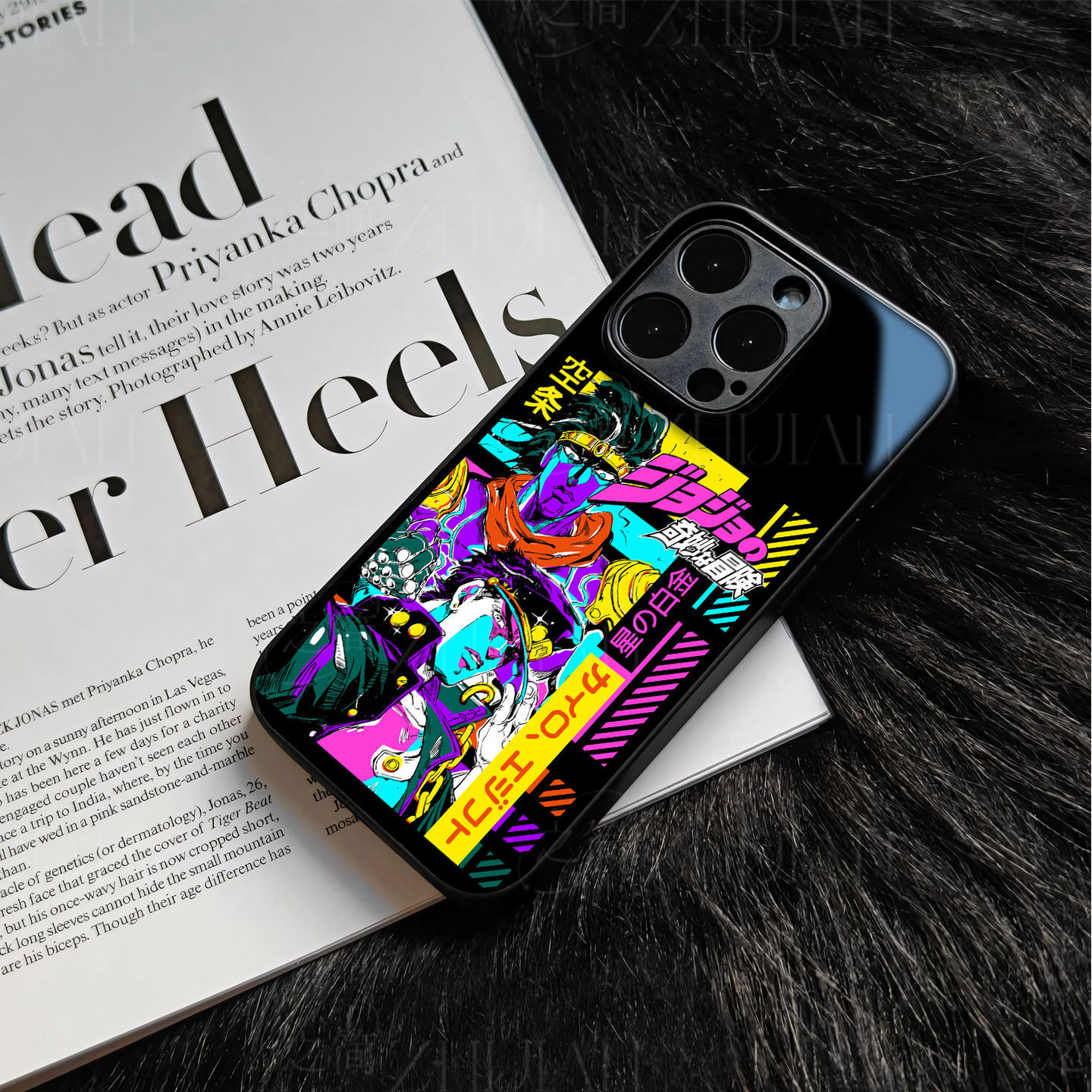 JoJo奇妙冒险磁吸磨砂黑框电镀玻璃手机壳适用苹果iphone17promax华为小米14PRO红米NOTE13PROPLUSIQOO13MATE