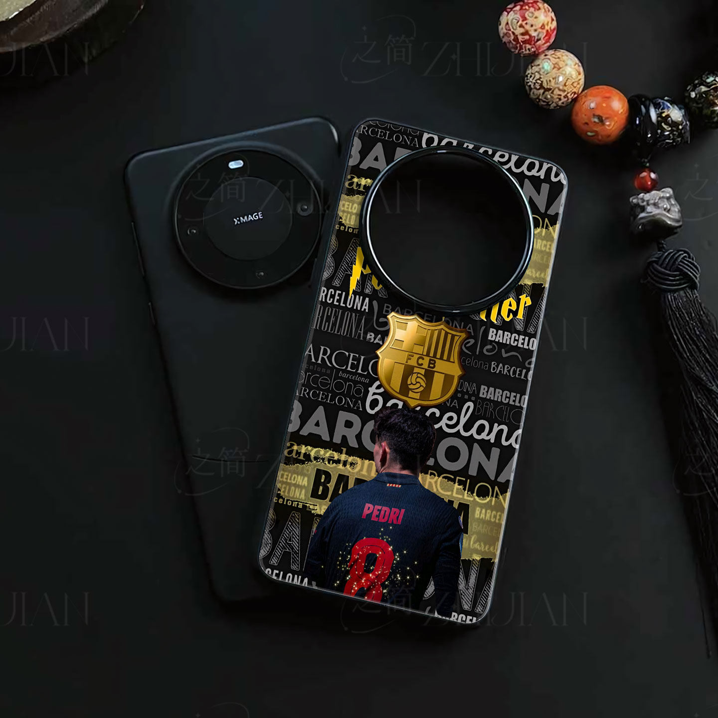 巴萨佩德里磁吸磨砂黑框电镀玻璃手机壳适用苹果iphone17promax华为荣耀X60I荣耀300PRO荣耀X50IOPPORENO11PR