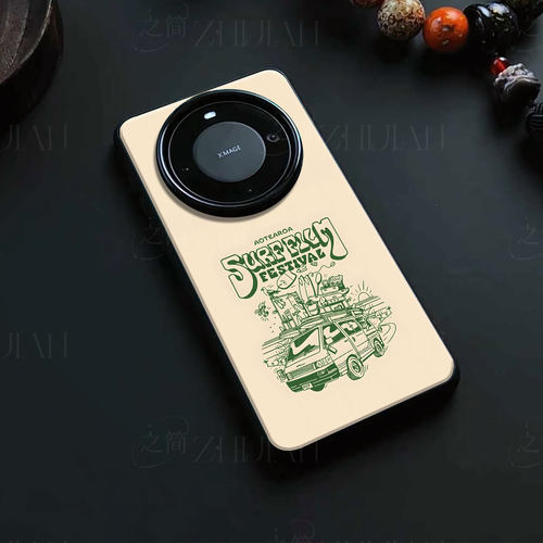 冲浪电影节露营车磁吸磨砂黑框电镀玻璃手机壳适用苹果iphone17promax华为NOVA7PRO红米TURBO5MAXVIVOX80PROV