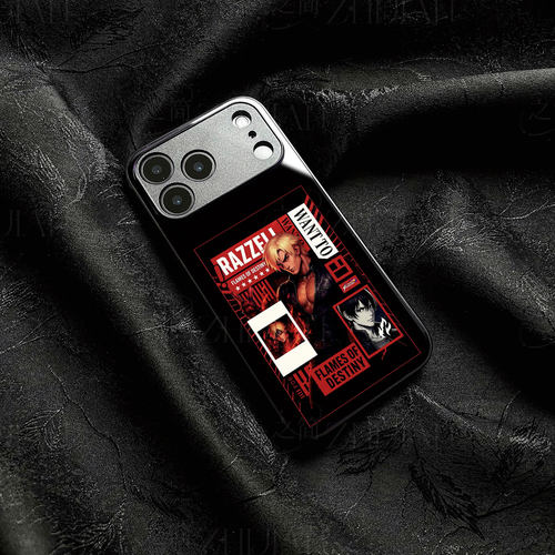 拳皇角色磁吸磨砂黑框电镀玻璃手机壳适用苹果iphone17promax华为荣耀70PROPLus16/15/14IQOO11PRO1加ACE5竞