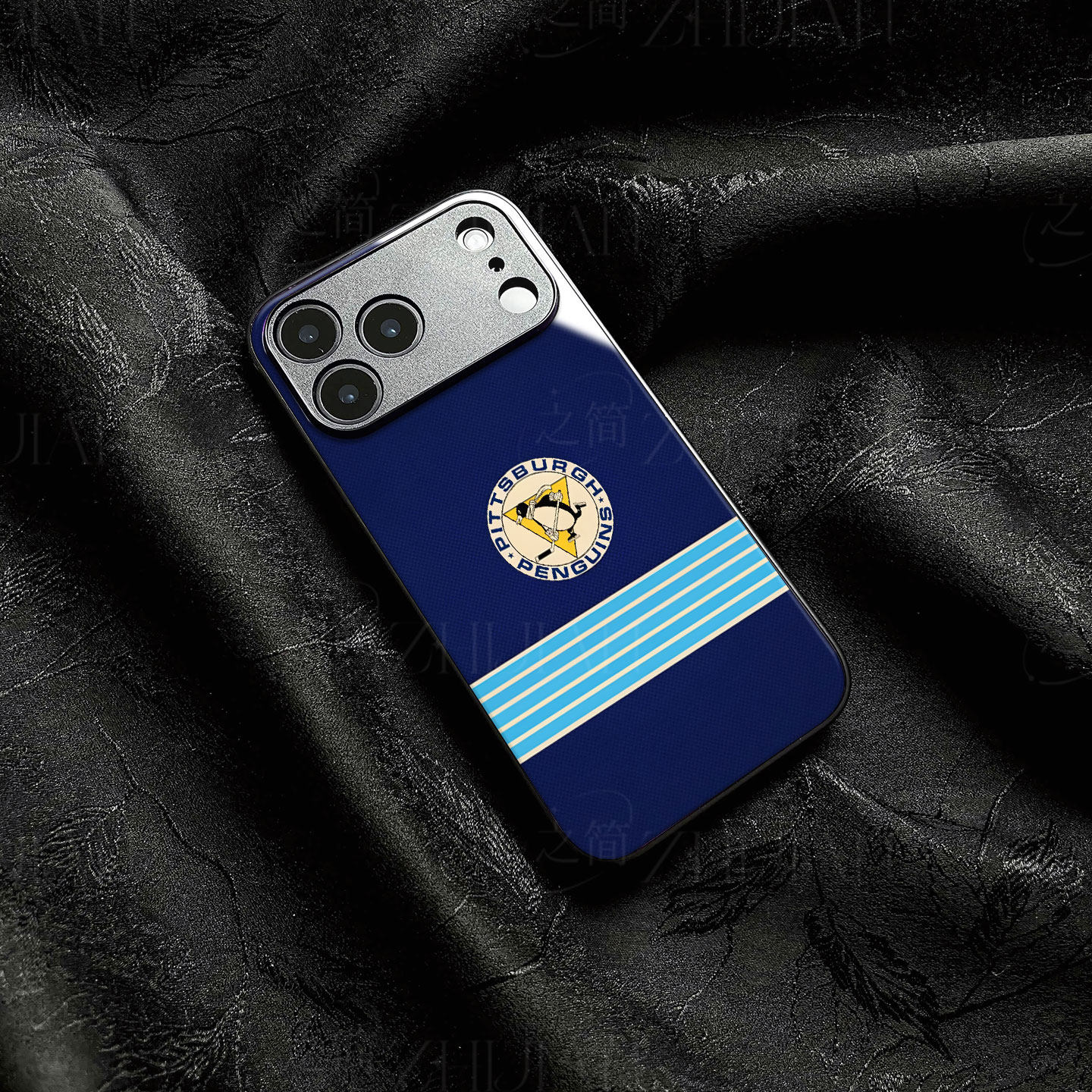 匹兹堡企鹅标磁吸磨砂黑框电镀玻璃手机壳适用苹果iphone17promax华为VIVOX200ULTRAVIVOX100SPROIQOOZ9XNOVA