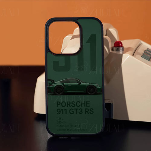 保时捷911磁吸磨砂黑框电镀玻璃手机壳适用苹果iphone17promax华为OPPOFINDX6PRO红米K90MAXIQOONEO8MATE60PR