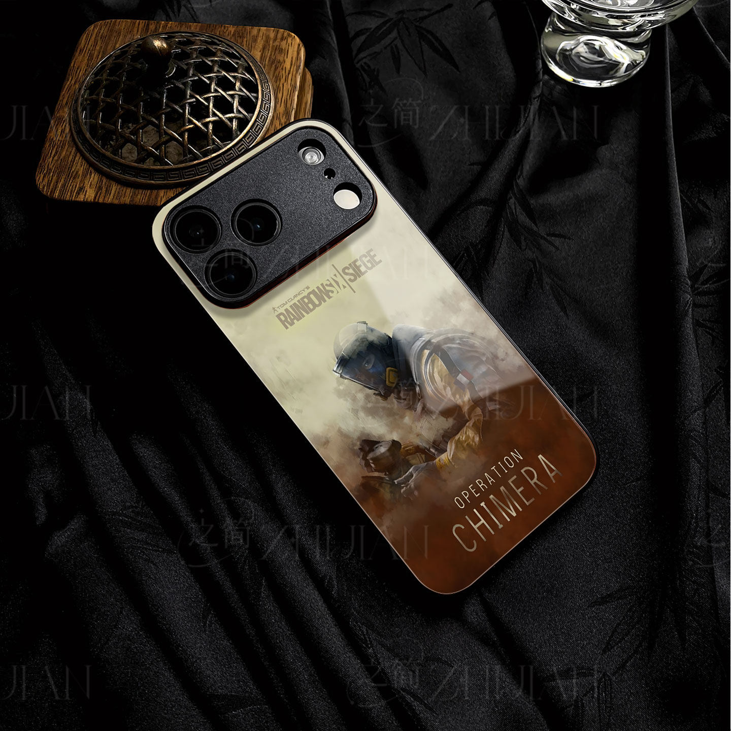 彩虹六号干员磁吸磨砂黑框电镀玻璃手机壳适用苹果iphone17promax华为小米13ULTRA荣耀X60I红米K70EOPPOFINDX