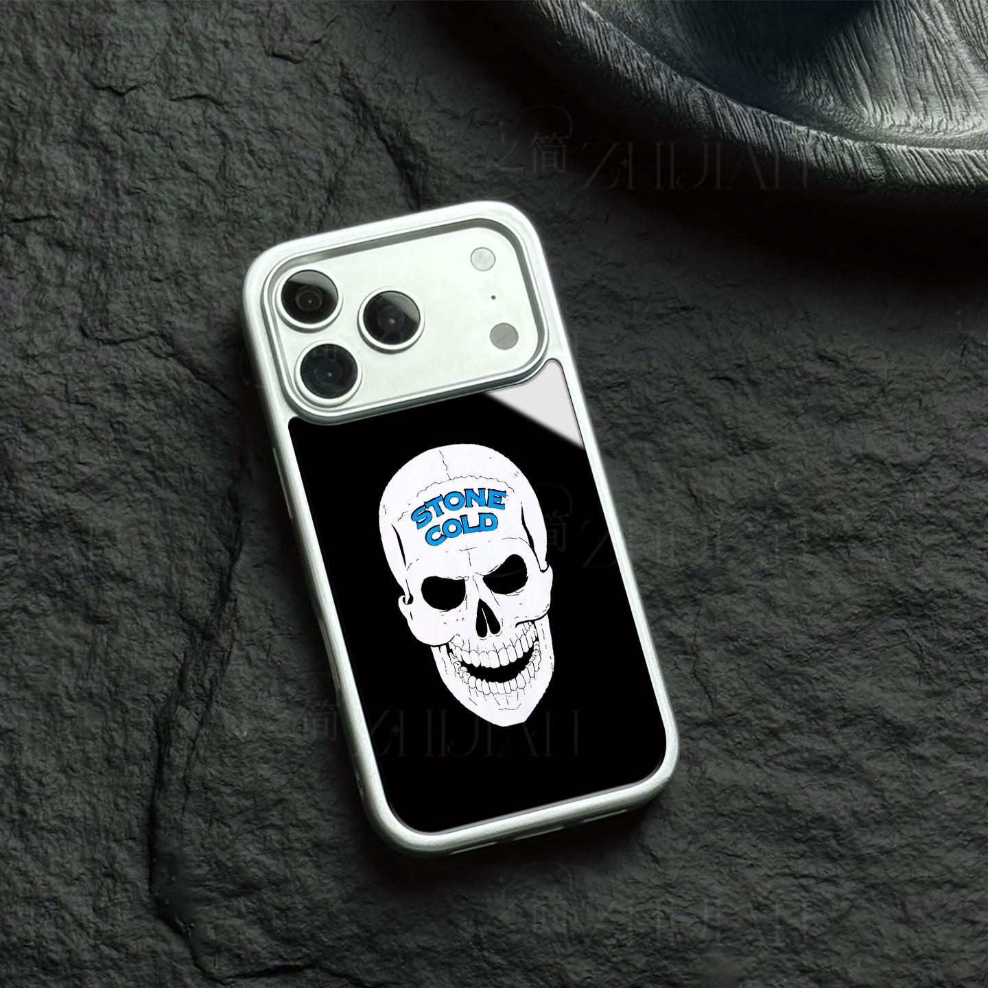 冷石骷髅磁吸磨砂黑框电镀玻璃手机壳适用苹果iphone17promax华为红米K60E红米TURBO3PURA80ULTRA1加ACE3V