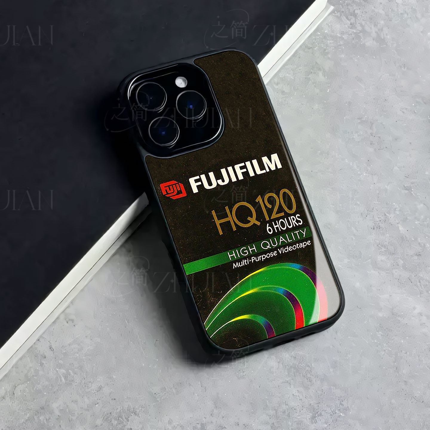 富士HQ录像带磁吸磨砂黑框电镀玻璃手机壳适用苹果iphone17promax华为OPPORENO10PROPLUSPROMAX14/15/16小米1