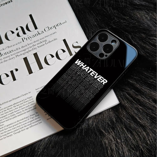 WHATEVER潮流磁吸磨砂黑框电镀玻璃手机壳适用苹果iphone17promax华为小米CIVI3IQOO12PRO红米K90MAX红米K60
