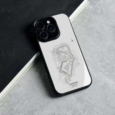 F1银石赛道磁吸磨砂黑框电镀玻璃手机壳适用苹果iphone17promax华为1加12红米NOTE15PROPLUSVIVOS30PROMINI小