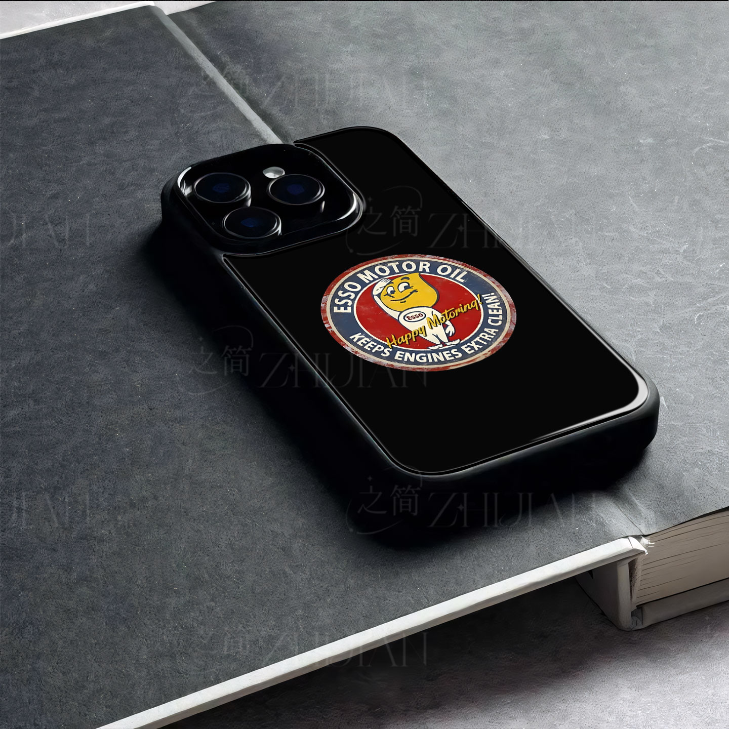 埃索老机油标磁吸磨砂黑框电镀玻璃手机壳适用苹果iphone17promax华为OPPORENO14PROVIVOX60PRO红米K90MAX1加