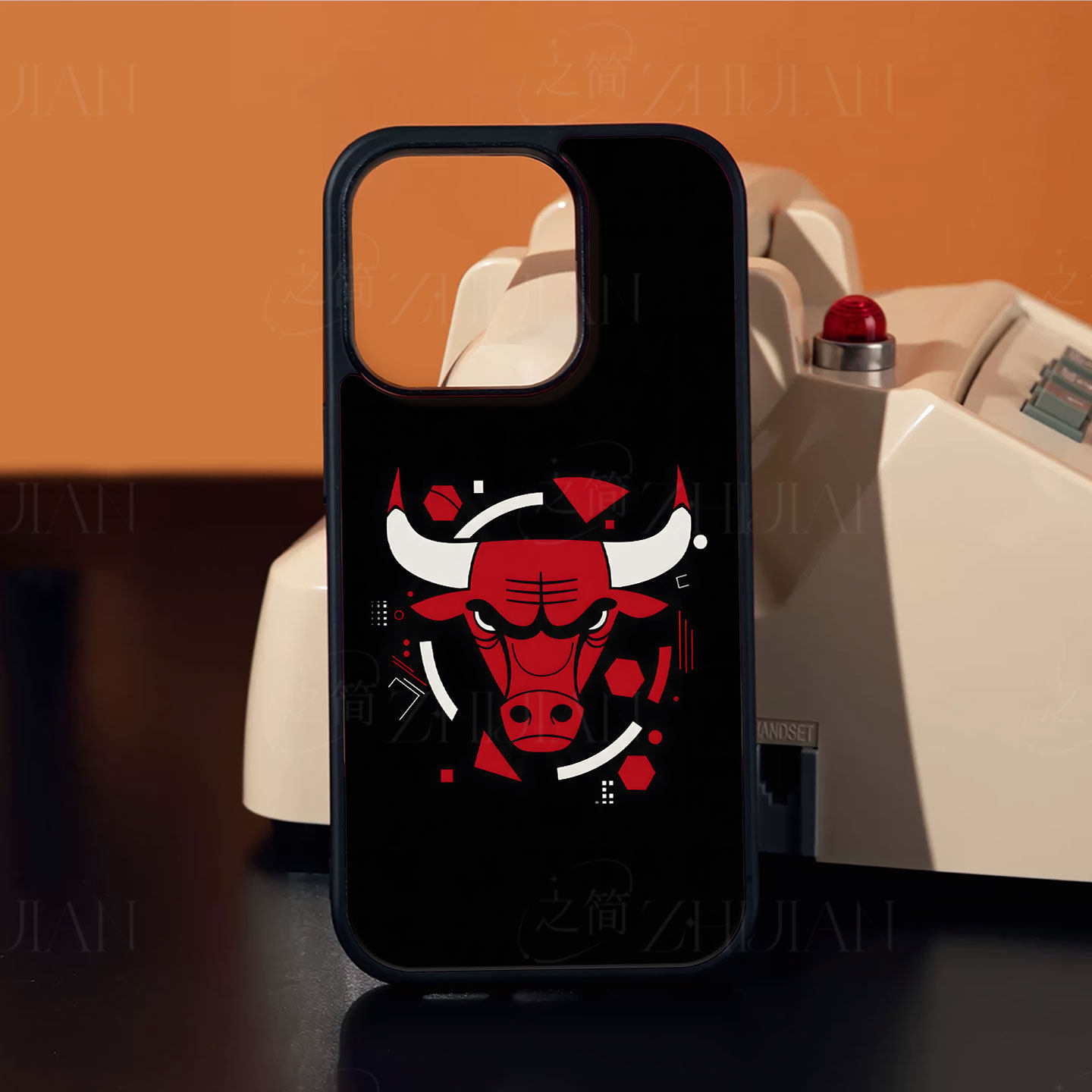 创意公牛队徽磁吸磨砂黑框电镀玻璃手机壳适用苹果iphone17promax华为荣耀200ProVIVOY300PRO小米15SPRO畅享9