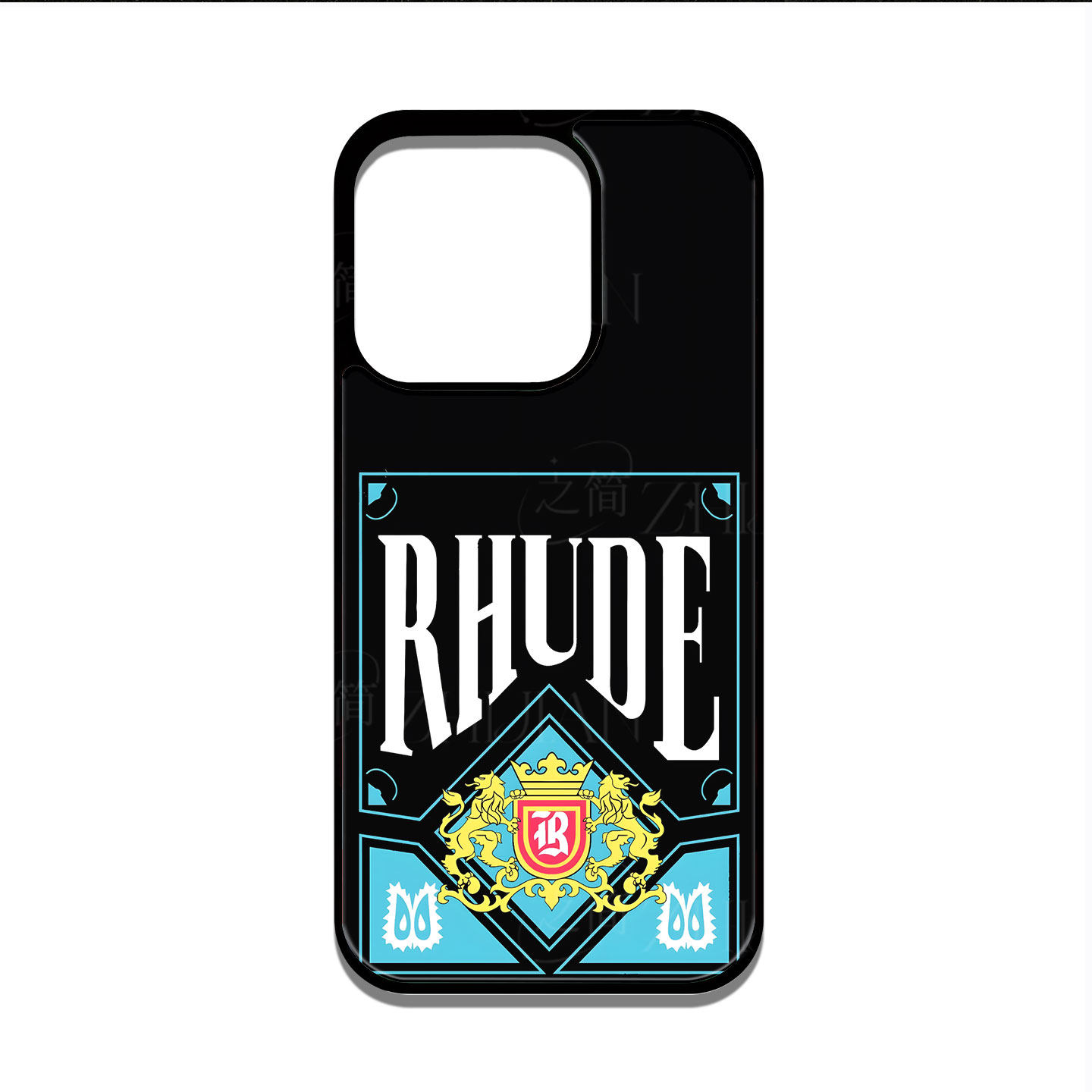 RHUDE徽章磁吸磨砂黑框电镀玻璃手机壳适用苹果iphone17promax华为IQOOZ9X小米14ULTRAVIVOX70PROOPPOFINDX5P