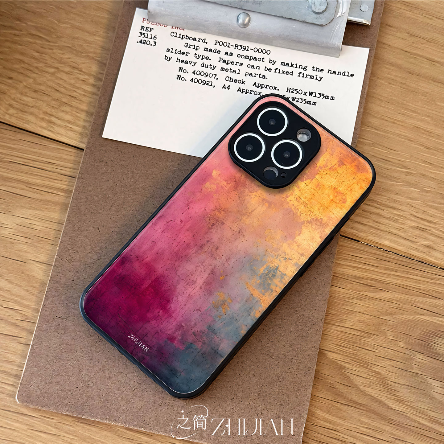 之简ZHIJIAN《炫彩斑驳》玻璃亮面磨砂手机壳新款小众不撞壳适用苹果17promaxIQOONEO10PROPLUS小米14至尊NOV