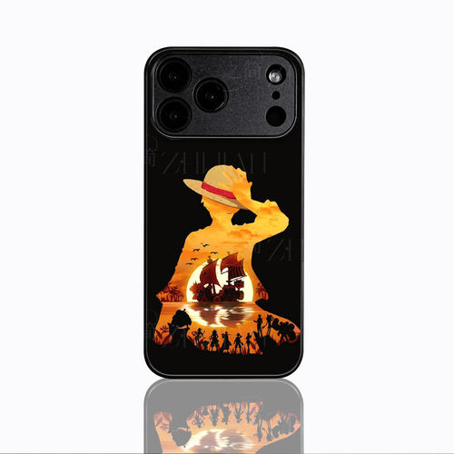 草帽路飞剪影磁吸磨砂黑框电镀玻璃手机壳适用苹果iphone17promax华为1加ACE5至尊版IQOO15ULTRAPROMAX14/15/