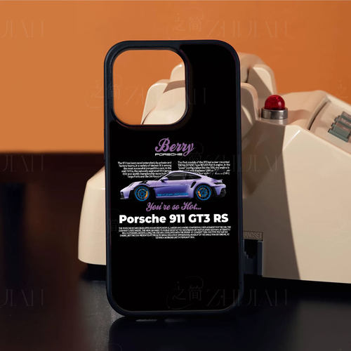 保时捷911磁吸磨砂黑框电镀玻璃手机壳适用苹果iphone17promax华为VIVOX60PROOPPORENO7SEOPPOFINDX6PRO荣耀M