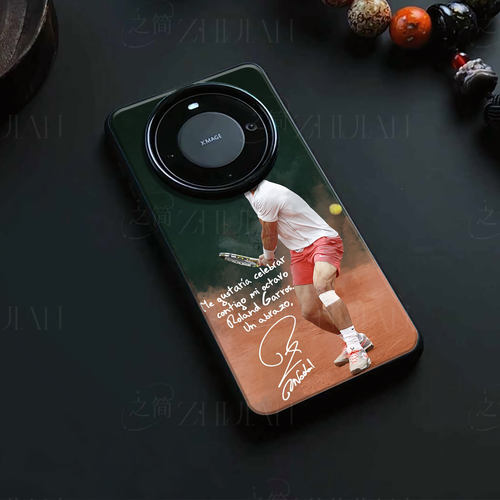 纳达尔法网赛磁吸磨砂黑框电镀玻璃手机壳适用苹果iphone17promax华为荣耀X70IOPPORENO7PROOPPOFINDX8SOPPOF