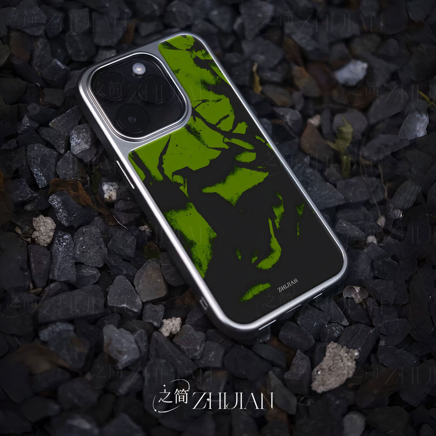 之简ZHIJIAN《抽象人像》电镀玻璃磨砂手机壳新款小众不撞壳适用苹果17promax华为MATE60PROPLUS小米14PRO华