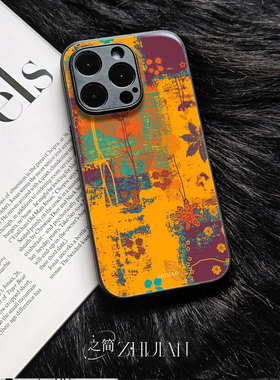 之简ZHIJIAN《花卉涂鸦》玻璃亮面磨砂手机壳新款小众不撞壳适用苹果17promaxIQOOZ9X红米K70PROIQOO12PRO