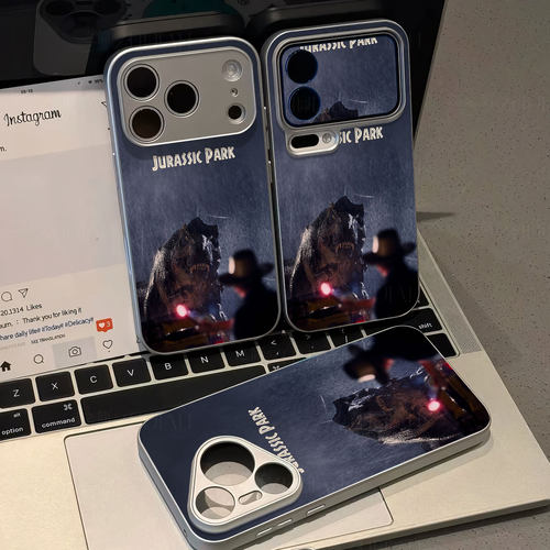 侏罗纪公园磁吸磨砂黑框电镀玻璃手机壳适用苹果iphone17promax华为PROMAX14/15/16畅享90PLUS荣耀90GTP50PRO