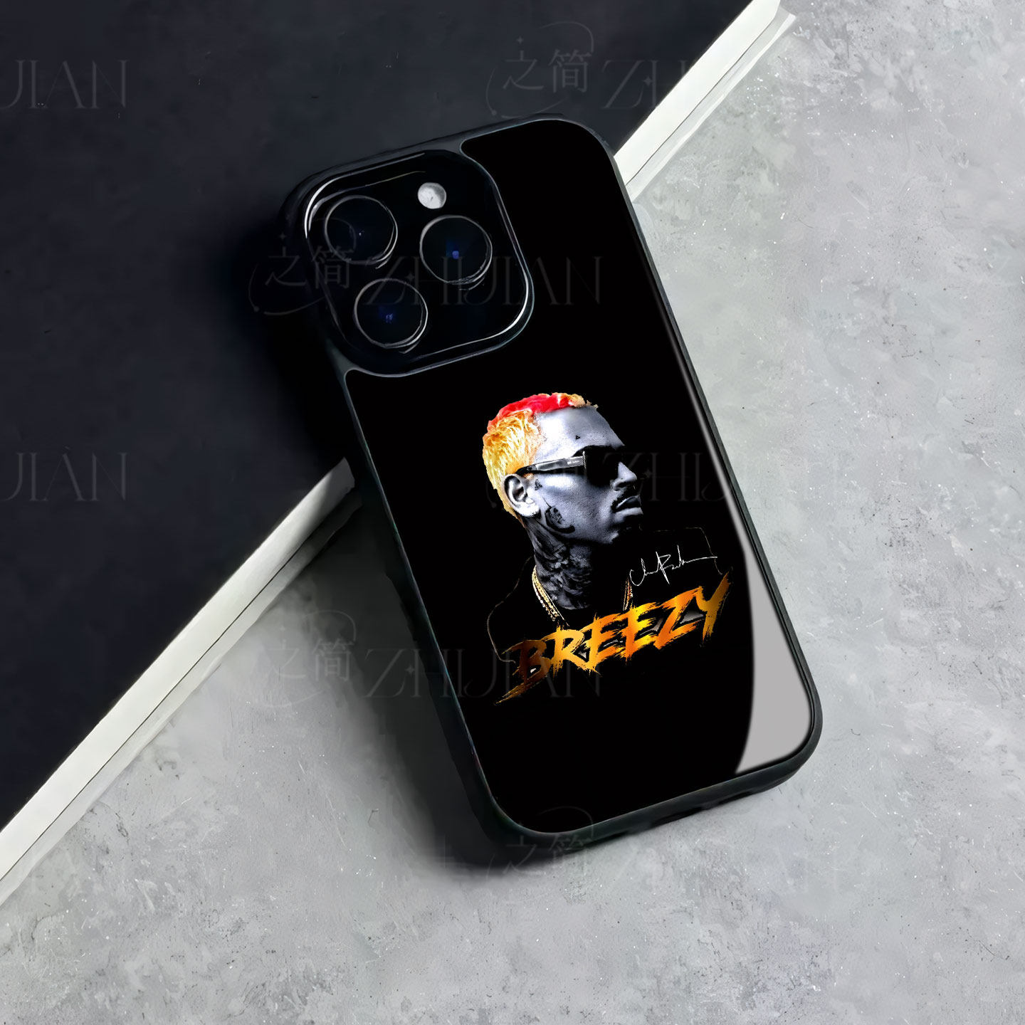 克里斯布朗图磁吸磨砂黑框电镀玻璃手机壳适用苹果iphone17promax华为1加ACE6至尊版红米NOTE15PROPLUSOPPOFI