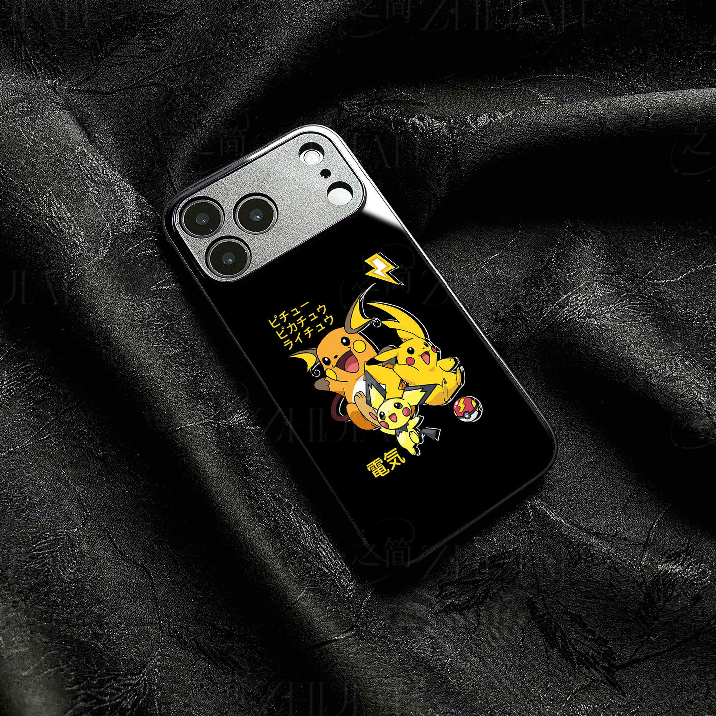 皮卡丘磁吸磨砂黑框电镀玻璃手机壳适用苹果iphone17promax华为OPPOFINDX9SPRO1加121加ACE5至尊版OPPORENO7S