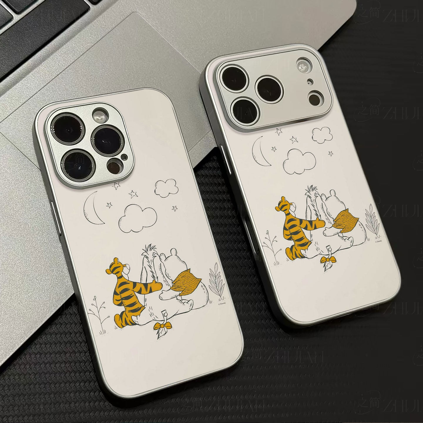维尼跳跳观星磁吸磨砂黑框电镀玻璃手机壳适用苹果iphone17promax华为红米NOTE12TURBOVIVOX60PRO荣耀X70I红