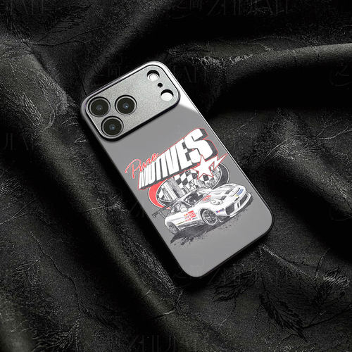 保时捷911赛车磁吸磨砂黑框电镀玻璃手机壳适用苹果iphone17promax华为VIVOS18PRO红米NOTE12TURBOMATE40PROP