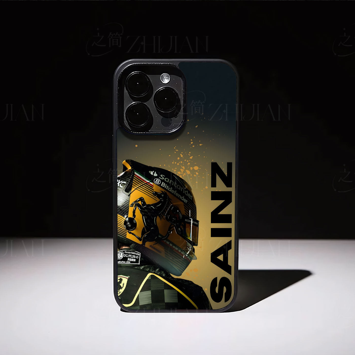 塞恩斯法拉利头盔磁吸磨砂黑框电镀玻璃手机壳适用苹果iphone17promax华为MATE80PROMAXOPPORENO15CP50PROPRO