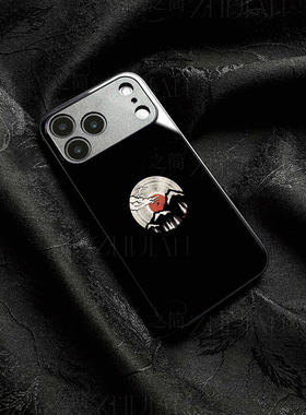 黑胶山水磁吸磨砂黑框电镀玻璃手机壳适用苹果iphone17promax华为OPPOFINDX8S红米NOTE15PROPLUSOPPOFINDX9UL