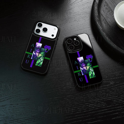 AIKU动漫磁吸磨砂黑框电镀玻璃手机壳适用苹果iphone17promax华为NOVA8PRO荣耀MAGIC5PROPURA80ULTRAMATE60PR