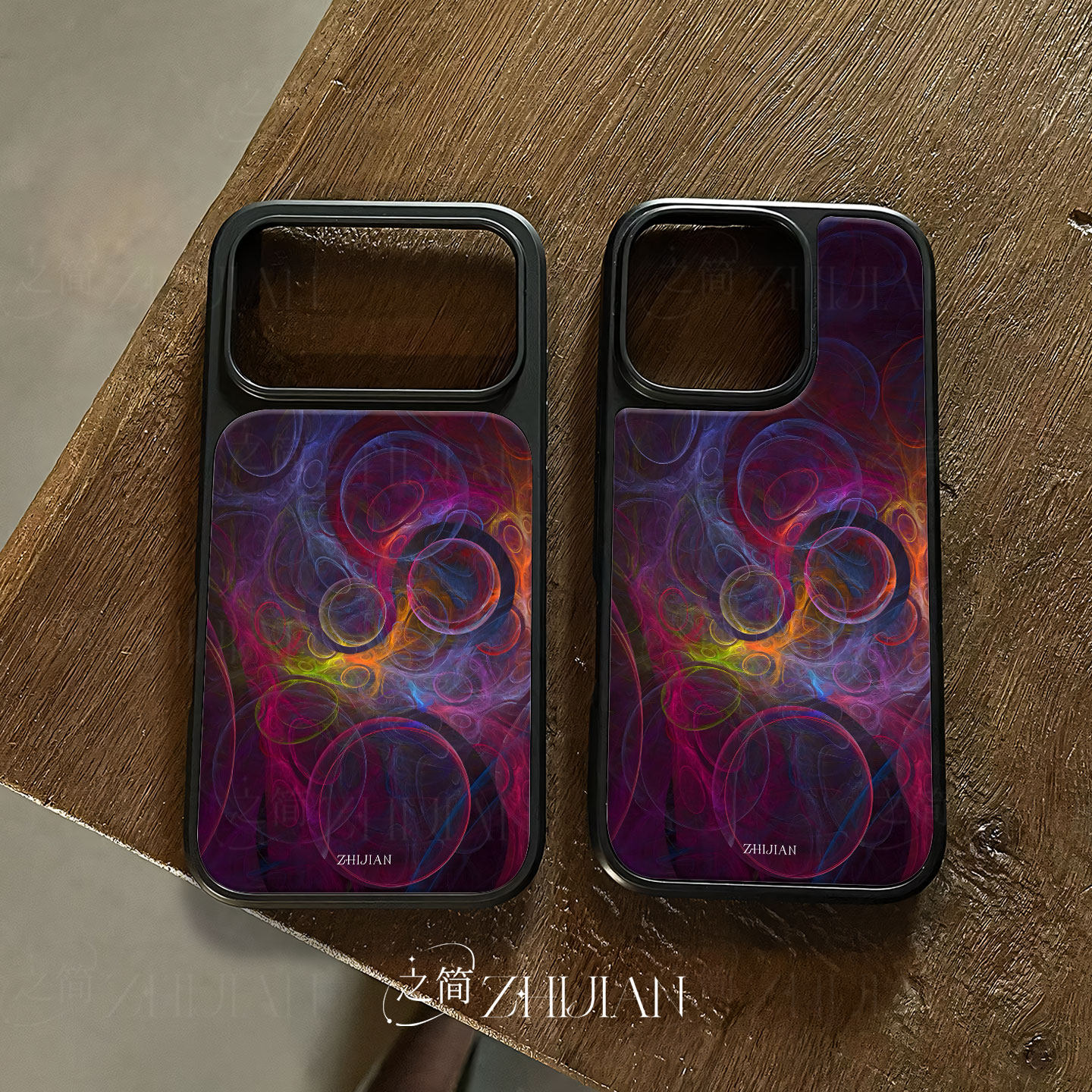 之简ZHIJIAN《炫彩迷幻》电镀玻璃磨砂手机壳新款小众不撞壳适用苹果17promax华为PURA80PROPLUS华为PURA70PR