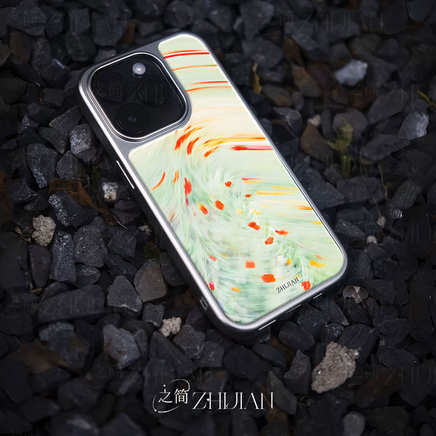 之简ZHIJIAN《流光涡旋》电镀玻璃磨砂手机壳新款小众不撞壳适用苹果17promax华为MATE60PROPLUS华为PURA80PR