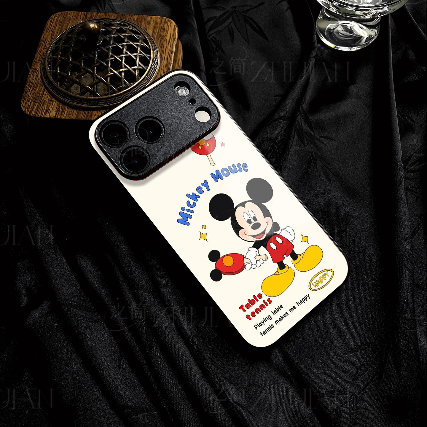 米奇乒乓磁吸磨砂黑框电镀玻璃手机壳适用苹果iphone17promax华为小米CIVI3小米12SULTRA红米NOTE13PROPLUSIQ