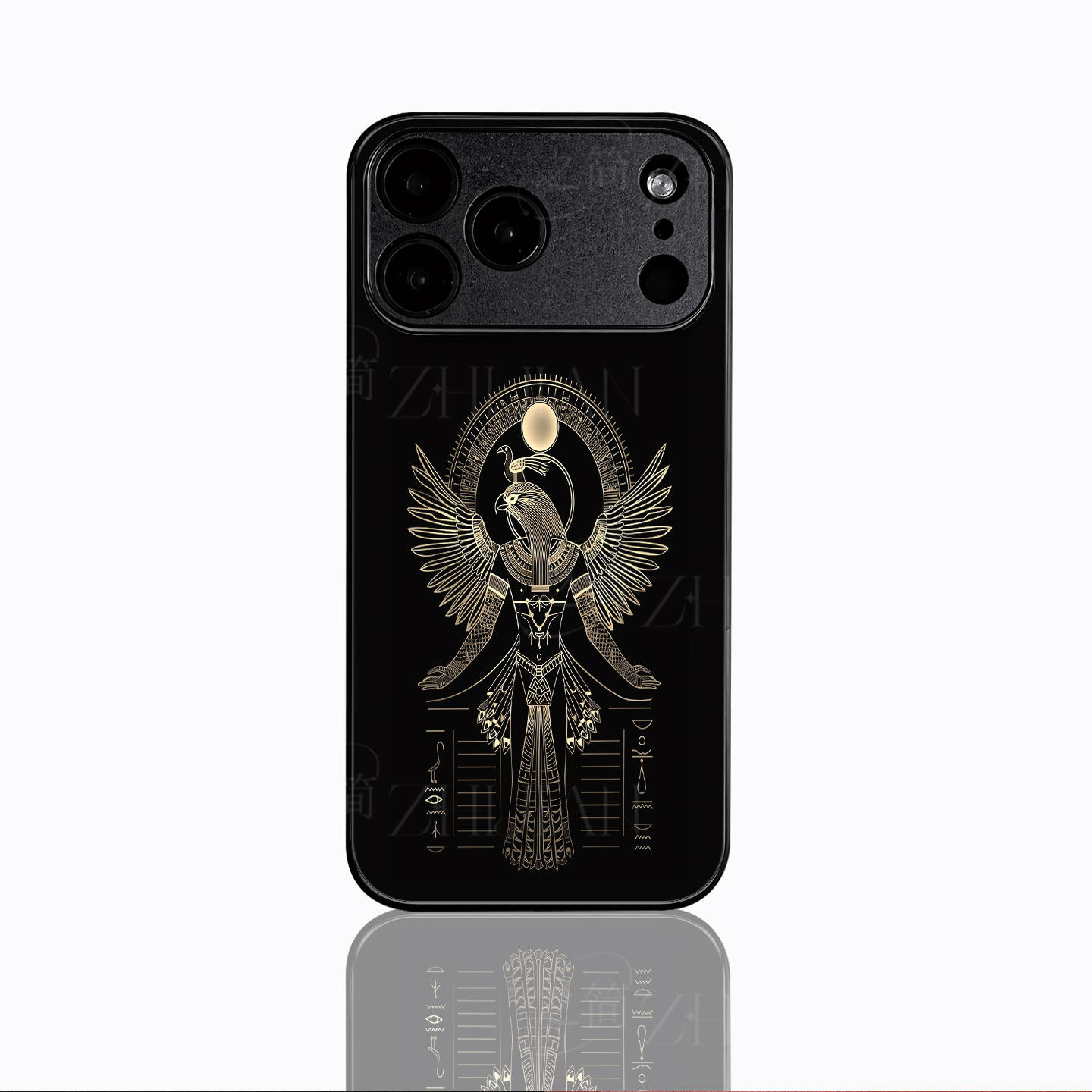 鹰神荷鲁斯磁吸磨砂黑框电镀玻璃手机壳适用苹果iphone17promax华为NOVA11SE荣耀400PRO红米K90PROMAXIQOO15