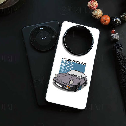 保时捷911磁吸磨砂黑框电镀玻璃手机壳适用苹果iphone17promax华为IQOOZ11TURBONOVA8SE红米K70至尊版OPPOREN