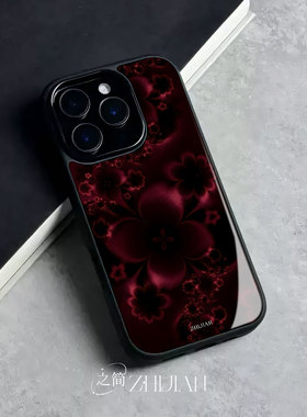 之简ZHIJIAN《暗夜繁花》玻璃亮面磨砂手机壳新款小众不撞壳适用苹果17promaxIQOO12PRO三星S25ULTRA三星S25P