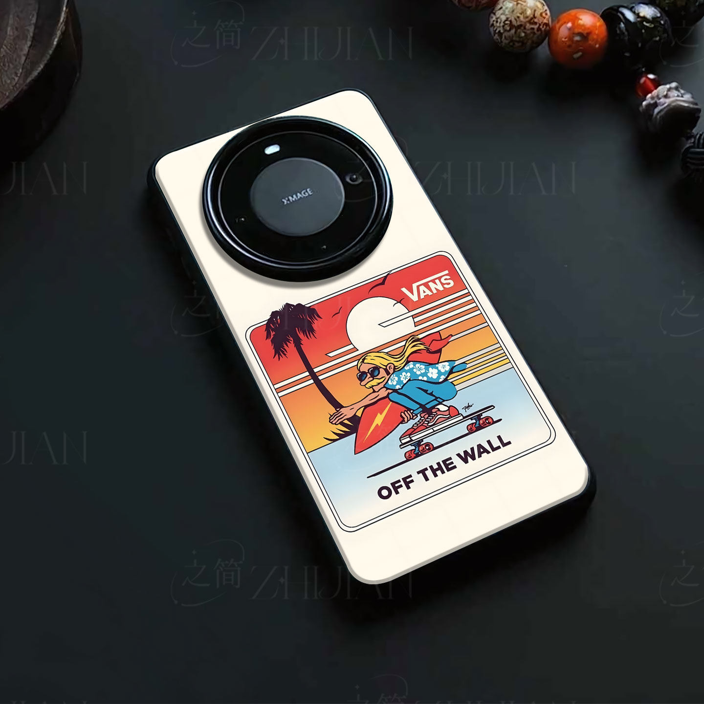 VANS滑板冲浪磁吸磨砂黑框电镀玻璃手机壳适用苹果iphone17promax华为1加ACE5竞速版IQOO15OPPOFINDX5PRONOVA