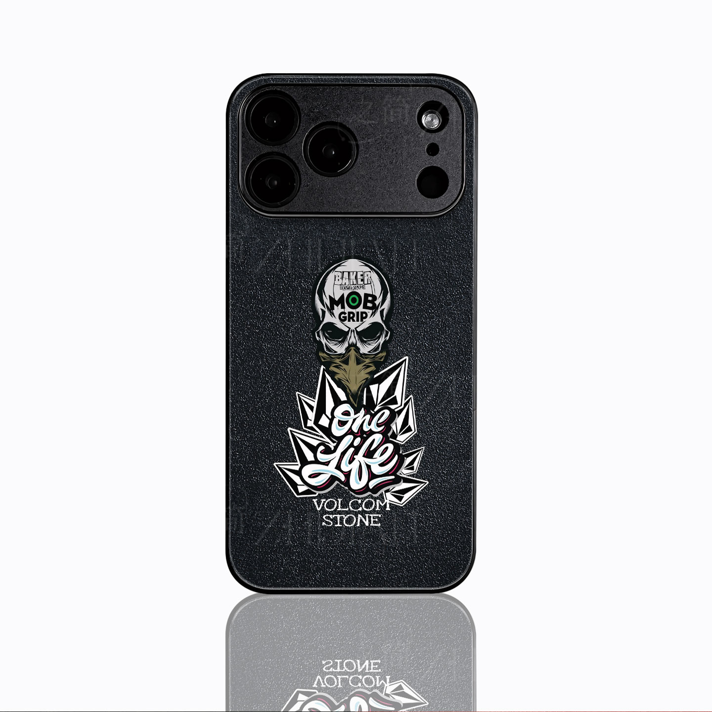 滑板骷髅贴纸磁吸磨砂黑框电镀玻璃手机壳适用苹果iphone17promax华为NOVA9SE荣耀X80I荣耀300ULTRA荣耀80SE