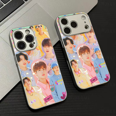 BTS拼贴画磁吸磨砂黑框电镀玻璃手机壳适用苹果iphone17promax华为OPPORENO10PROPLUSOPPORENO11PRO红米K60至