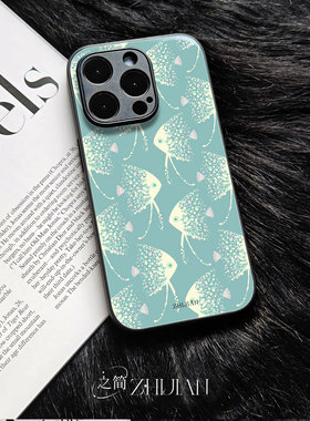 之简ZHIJIAN《小鱼图案 》玻璃亮面磨砂手机壳新款小众不撞壳适用苹果17promaxIQOOZ10TURBO麦芒40荣耀畅玩70