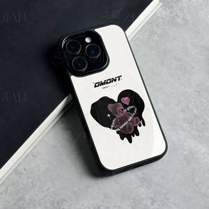 OMONT小熊印花磁吸磨砂黑框电镀玻璃手机壳适用苹果iphone17promax华为小米17ULTRAVIVOX200PROMINIMATE60PRO