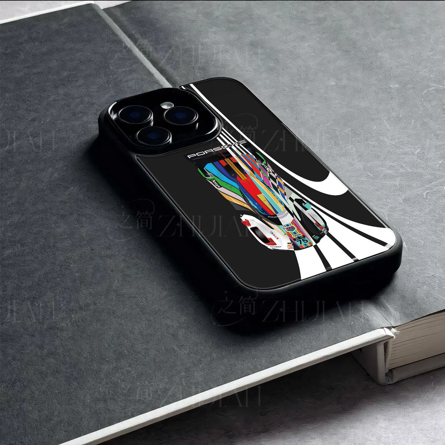 保时捷赛车磁吸磨砂黑框电镀玻璃手机壳适用苹果iphone17promax华为荣耀X60GT荣耀MAGIC7PROP60PROOPPORENO6P