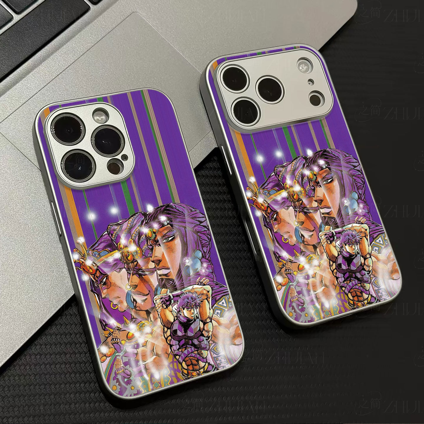 JOJO奇妙冒险磁吸磨砂黑框电镀玻璃手机壳适用苹果iphone17promax华为红米NOTE15PROPLUS红米K70至尊版VIVOX3