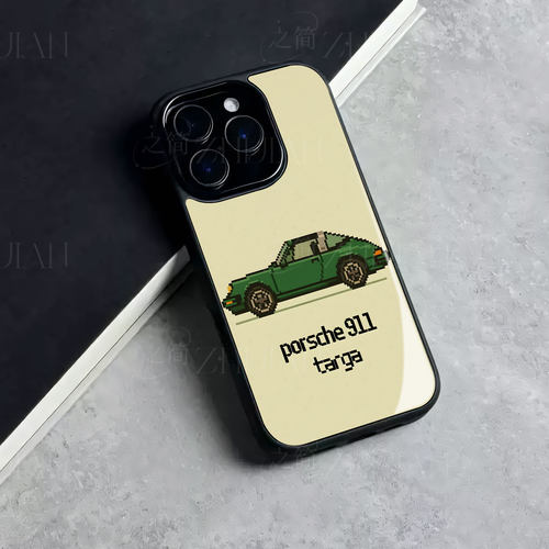 像素保时捷911磁吸磨砂黑框电镀玻璃手机壳适用苹果iphone17promax华为荣耀MAGIC6PROOPPOFINDX7ULTRAMATE80P