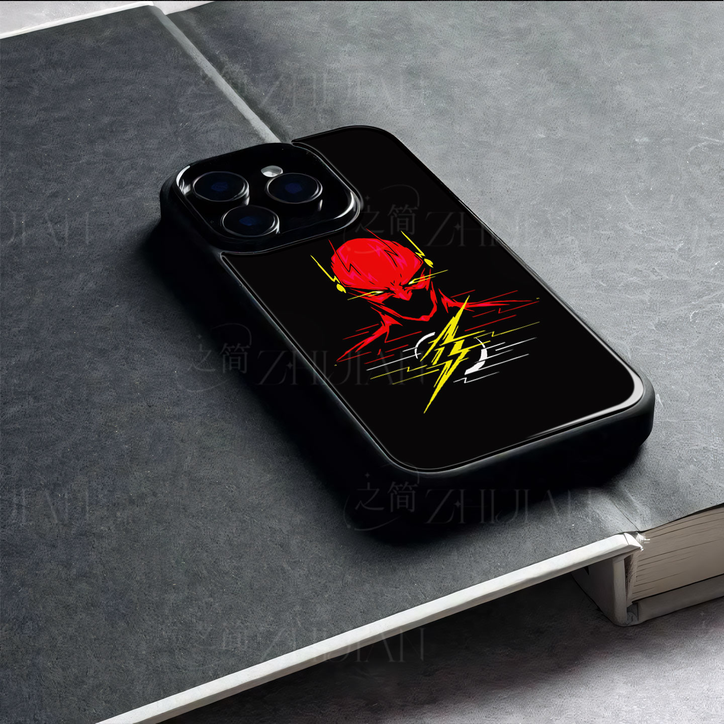 DC闪电侠头像磁吸磨砂黑框玻璃手机壳适用苹果iphone17promax华为一加ACE5至尊版NOVA15pro荣耀X80I红米K90PR