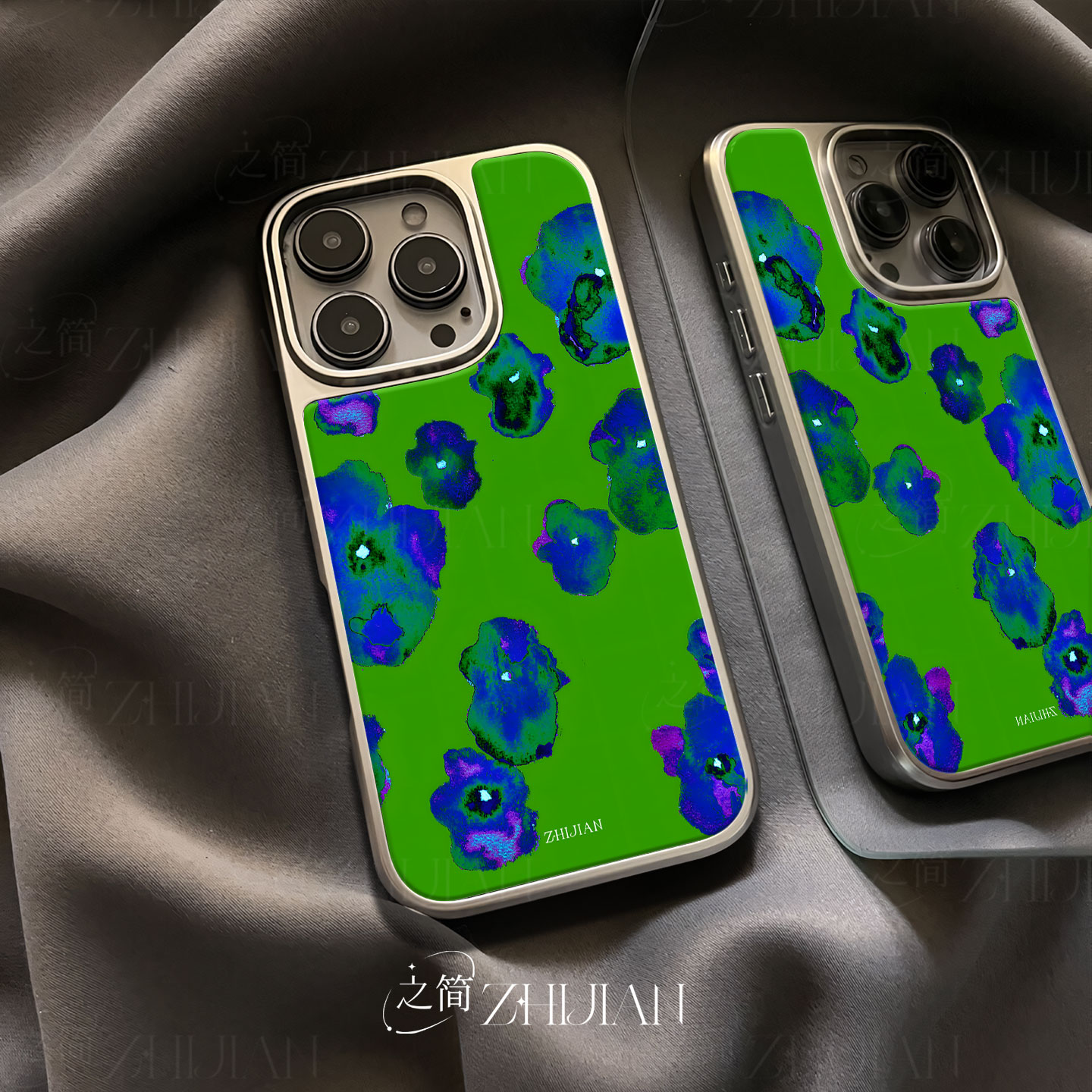 之简ZHIJIAN《彩色细胞》电镀玻璃磨砂手机壳新款小众不撞壳适用苹果17promax华为PURA70PROPLUS华为PURA70UL