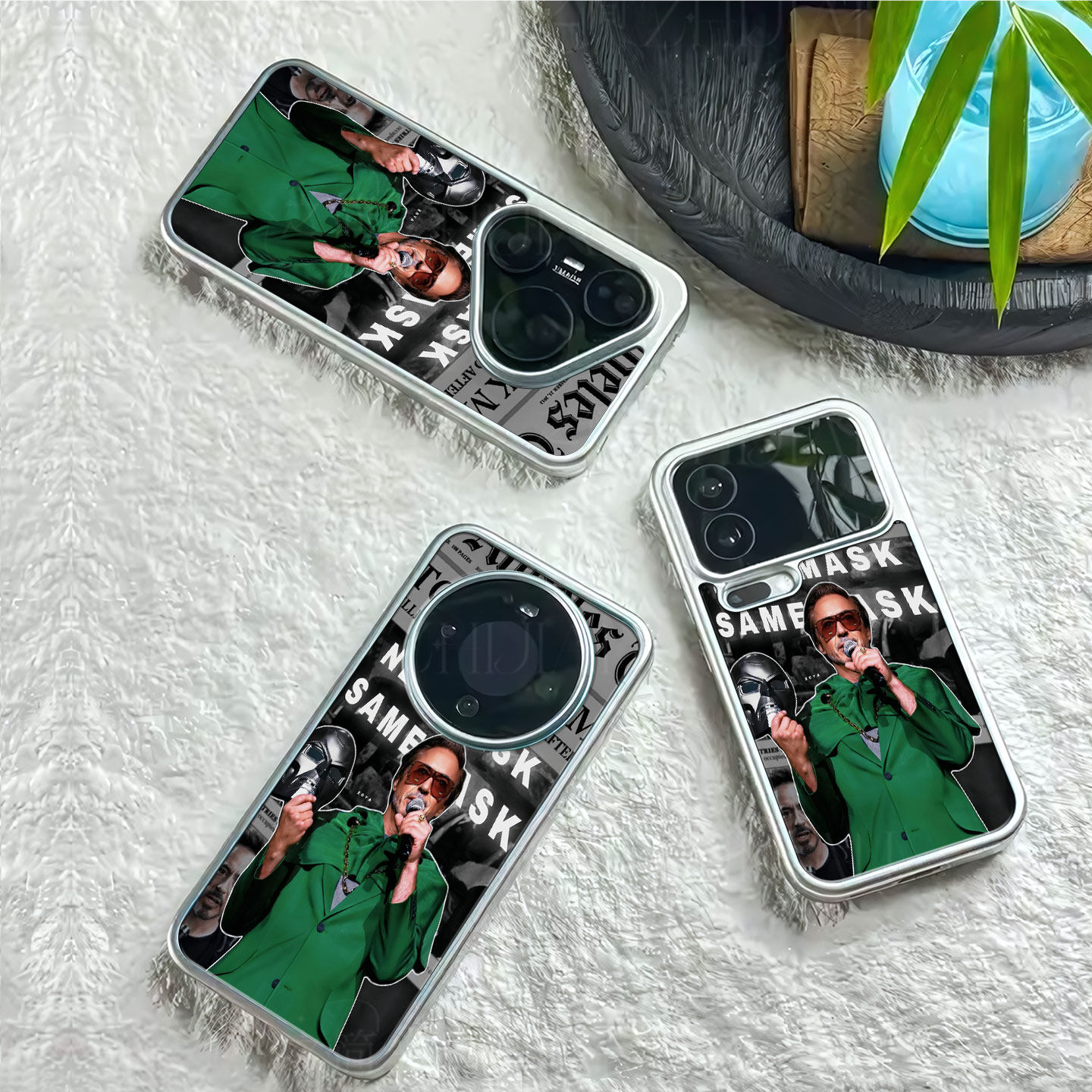 唐尼绿袍面具磁吸磨砂黑框电镀玻璃手机壳适用苹果iphone17promax华为红米K50至尊版VIVOX200PROMINIVIVOX200