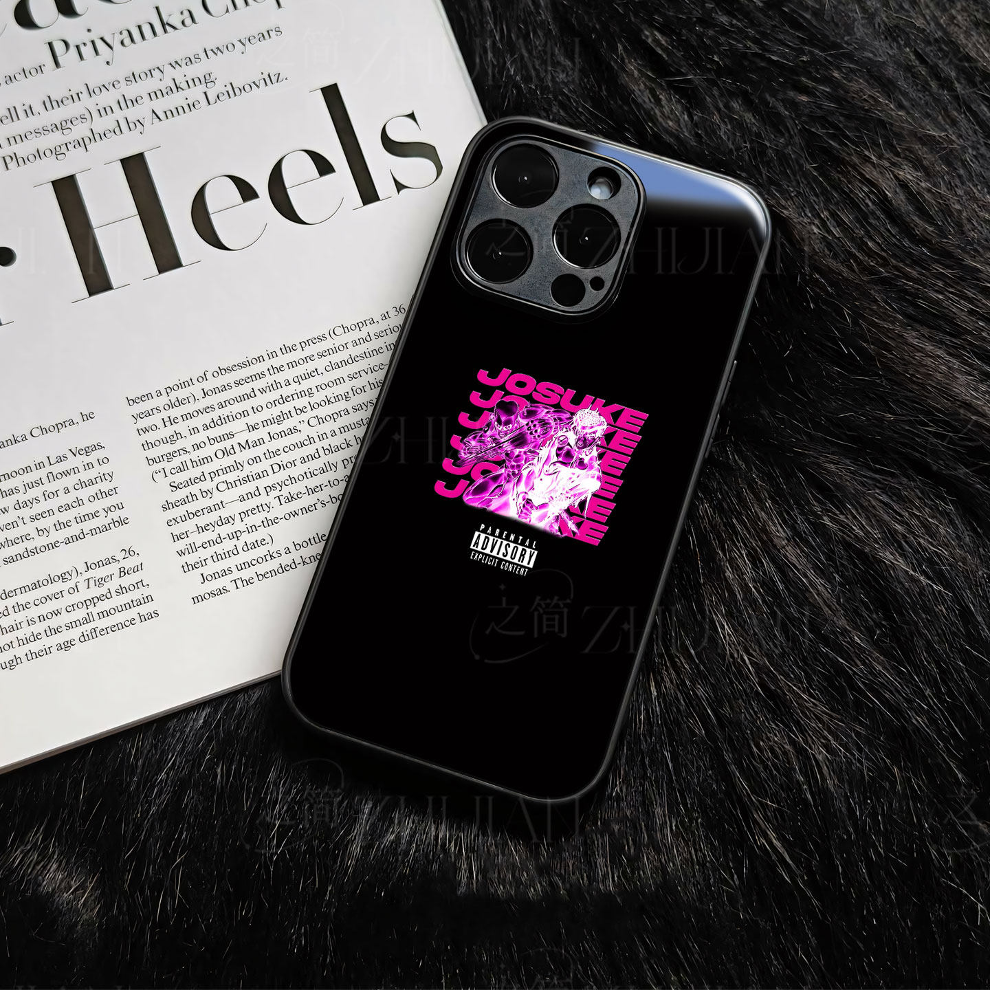 仗助疯狂钻石磁吸磨砂黑框电镀玻璃手机壳适用苹果iphone17promax华为荣耀MAGIC4PRO1加TURBO6OPPOFINDX9ULTR