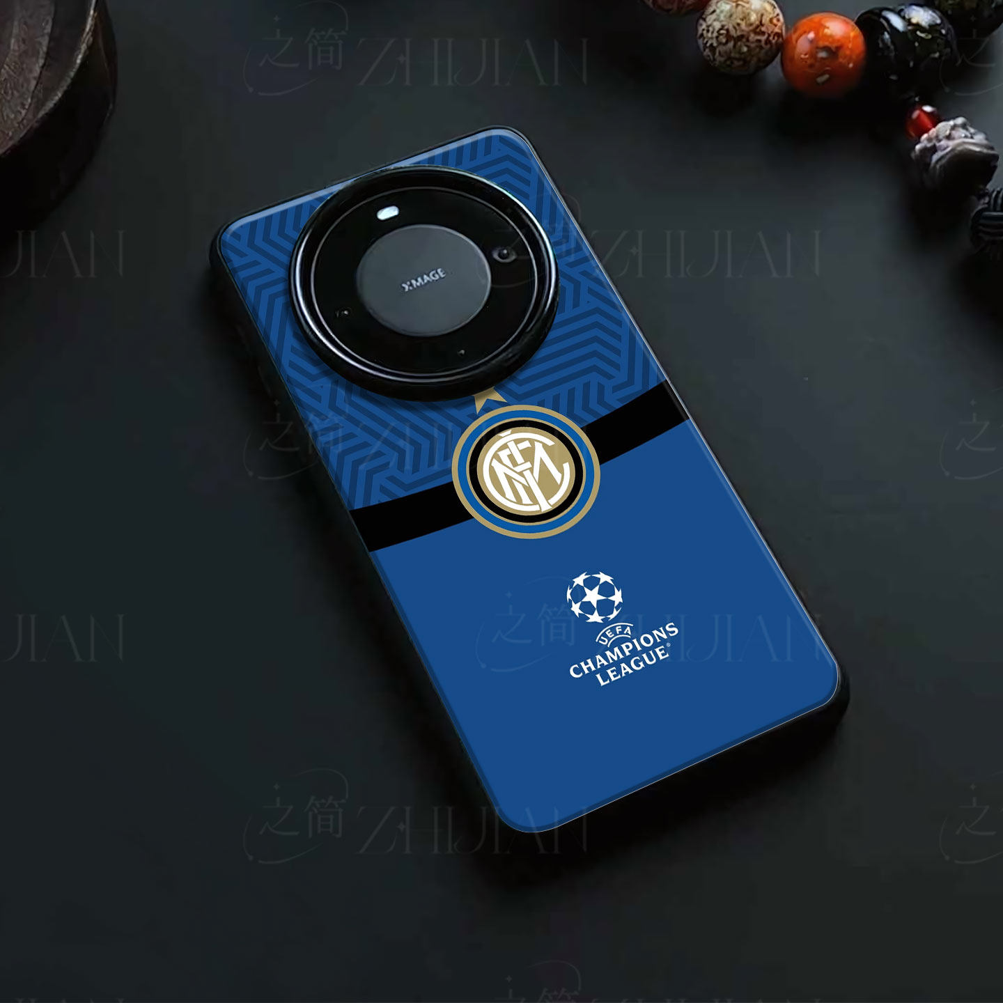 国米欧冠队徽磁吸磨砂黑框电镀玻璃手机壳适用苹果iphone17promax华为NOVA7PRO红米K90MAXOPPORENO15PROPURA9
