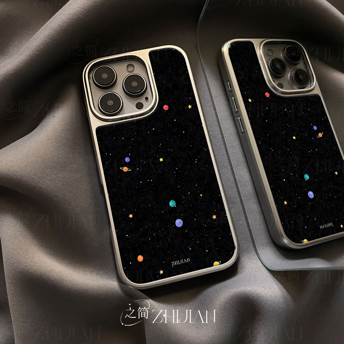 之简ZHIJIAN《宇宙星空》电镀玻璃磨砂手机壳新款小众不撞壳适用苹果17promax华为MATE60PROPLUS华为PURA70PR