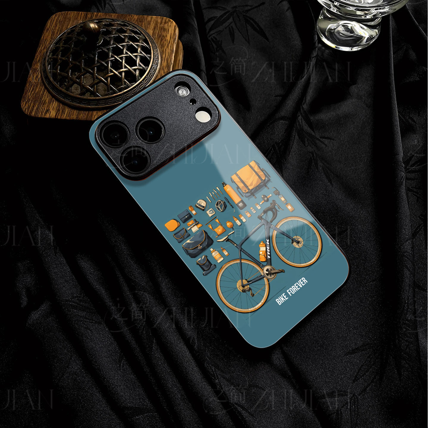 崔克骑行装备磁吸磨砂黑框玻璃手机壳适用苹果iphone17promax华为小米MIX4VIVOY300PRO一加ACE5至尊版荣耀MAG